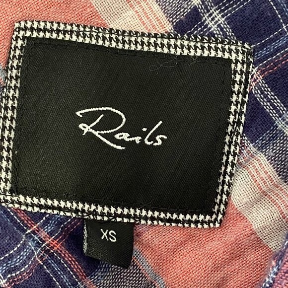 Rails Pink and Purple Plaid Flannel Button Up Collared Shirt Top XS - Picture 10 of 11